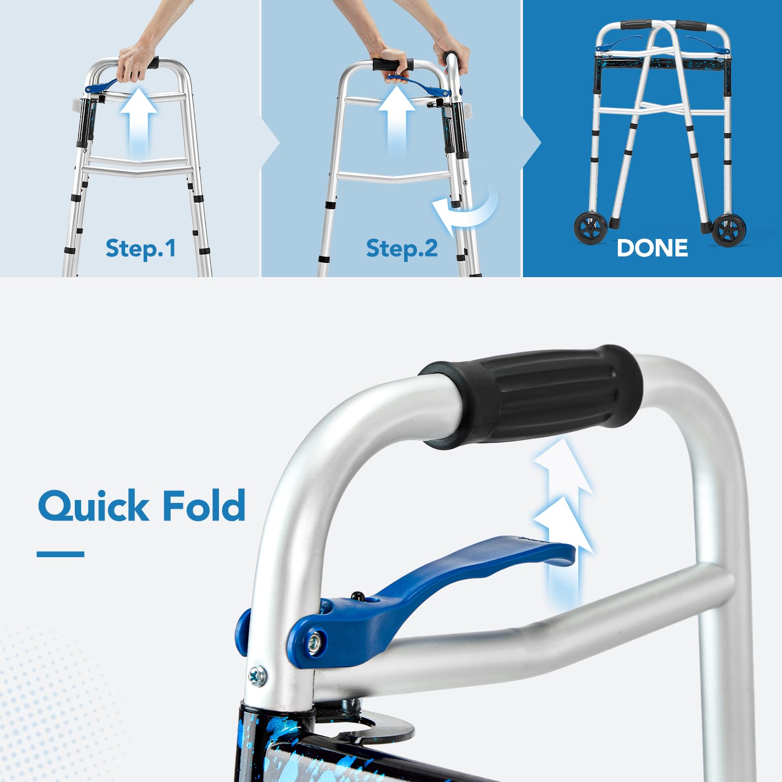 Compact Folding Walker for Seniors by Health Line Massage Products, up to 158.8 kg