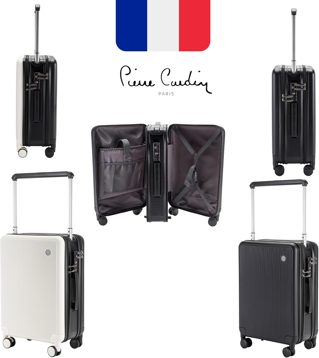 Pierre Cardin Carry on Luggage Business And Laptop Rolling Bag (BLACK)