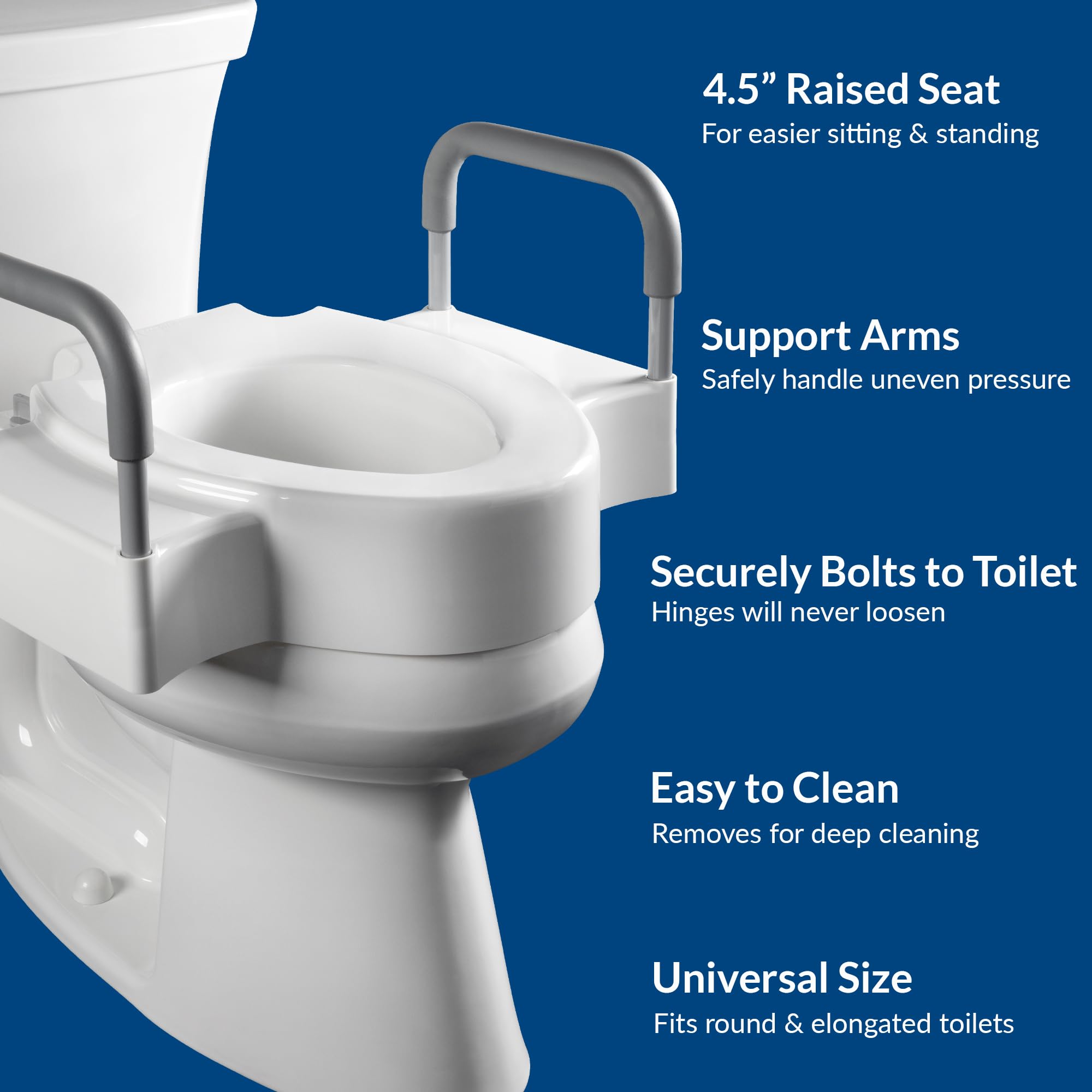 Bemis Rise Toilet Seat with Dual Lock and Security Arms