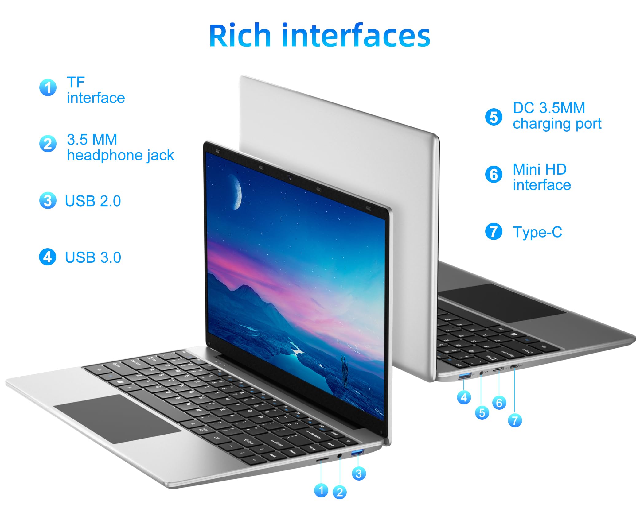 Laptop 12GB RAM 256GB SSD, 14" FHD 1920x1080 Display, Quad Core Celeron J4105 CPU, Up to 2.5GHz, Protable Computer with Dual Speakers, 35.52WH Battery, HDMI, Type-C, USB, Business Student Laptops.