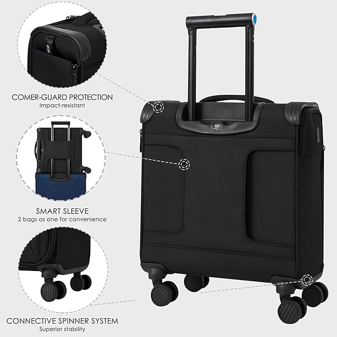 VERAGE Carry on business luggage, Rolling Laptop Suitcase for Travel and Business Travel, TAS Approved, (Toledo GM21002, Black)