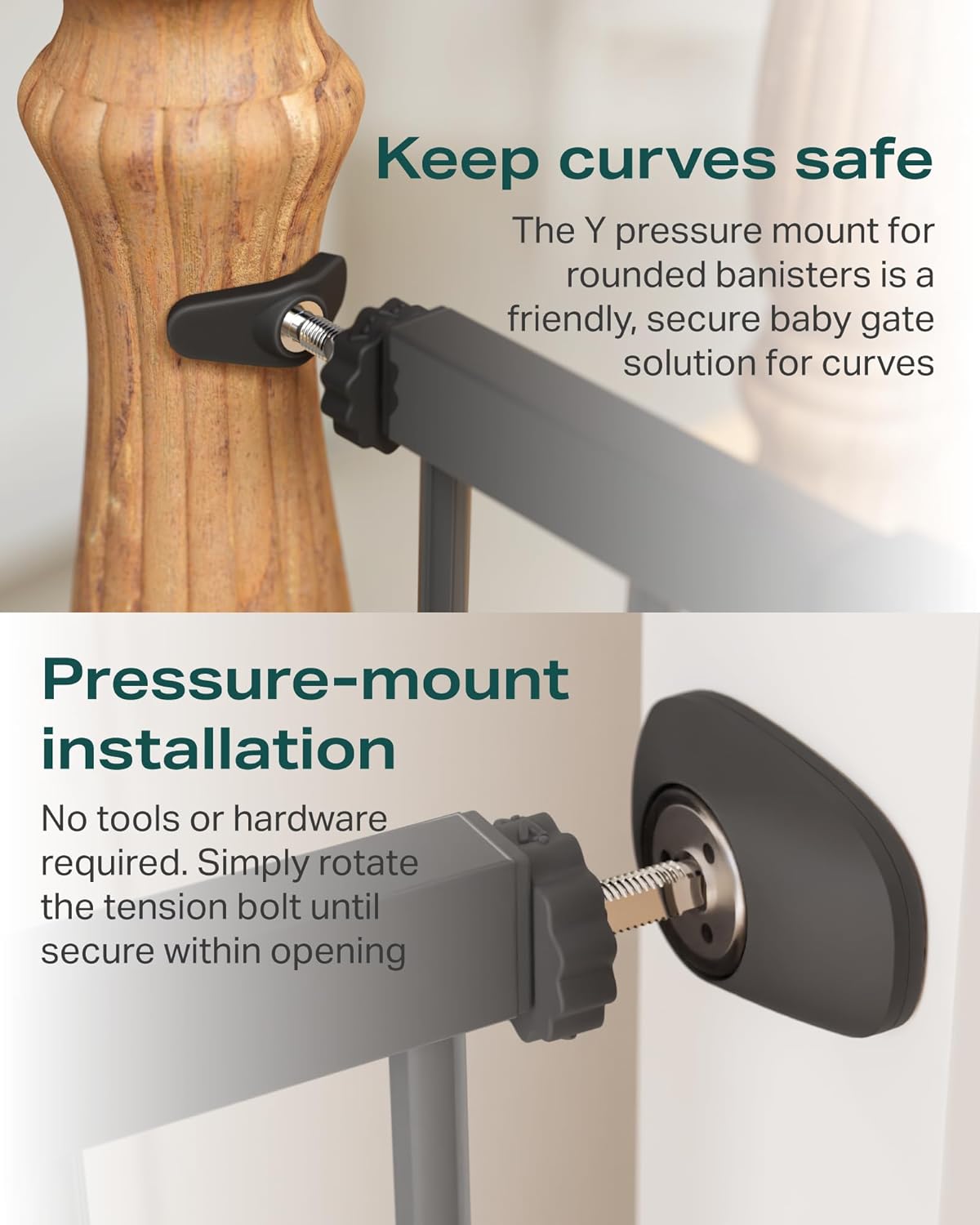 Cumbor Baby Gate for Stairs, Mom's Choice Awards Winner,Black