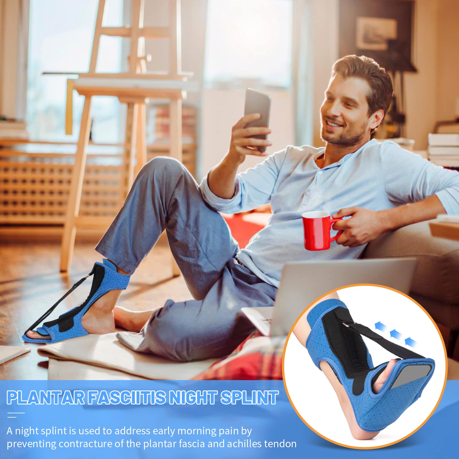 Acankn Plantar Fasciitis Night Splint: 2024 Adjustable Plantar Fasciitis Brace with Arch Support | Dorsal Night Splint for Women Men | Dual Effective Plantar Fasciitis Relief Achilles Tendonitis Foot