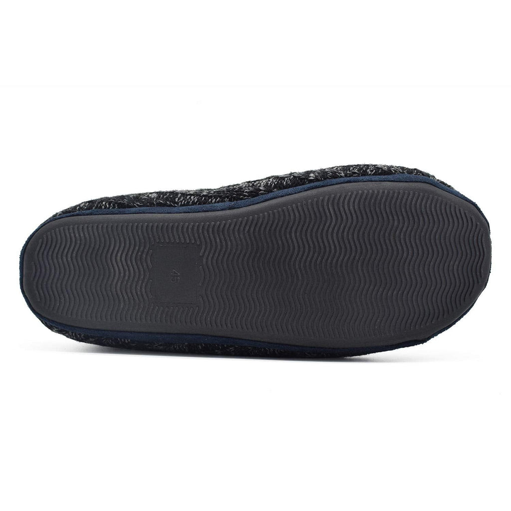 SIZE: 40 - GPOS Knit Rock Wool Warm Men Indoor Pull on Cozy Memory Foam Slipper Boots Soft Rubber Sole Black/White