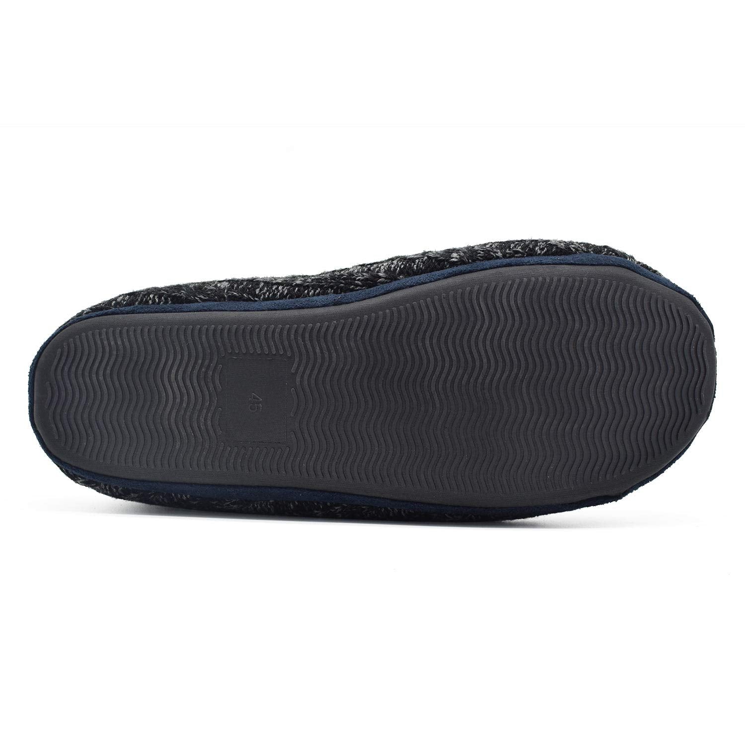 SIZE: 40 - GPOS Knit Rock Wool Warm Men Indoor Pull on Cozy Memory Foam Slipper Boots Soft Rubber Sole Black/White