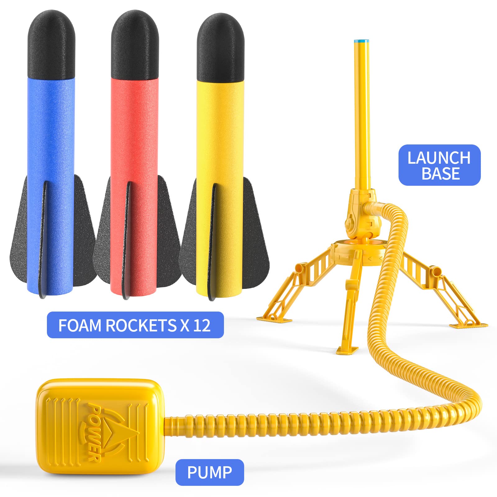 Doloowee Rocket Launcher for Kids,Foam Rockets and Stomp Launcher Pad, Launch up to 100+ft, Kids Outdoor Toys, Birthday Gift Toys for Kids Boys Girls Age 3 4 5 6 + Years Old