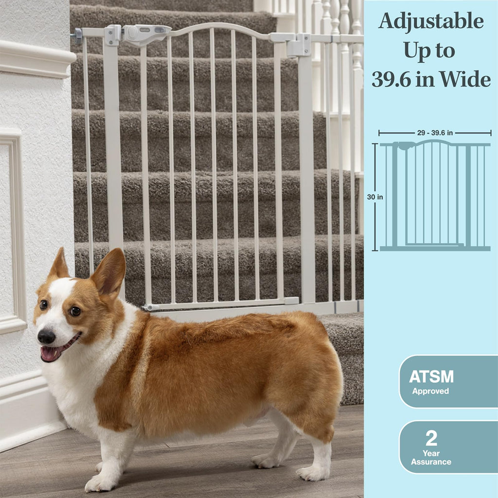 InnoTruth Wide Baby/Pets Gate , Auto Close Pet Gate 29Ã¢â‚¬Â_x009d_ to 39.6Ã¢â‚¬Â_x009d_ Width with 30Ã¢â‚¬Â_x009d_ Height, Tall Safety Coverage for Stairs, Hallways, Bedrooms, Wall Pressure Mount, White