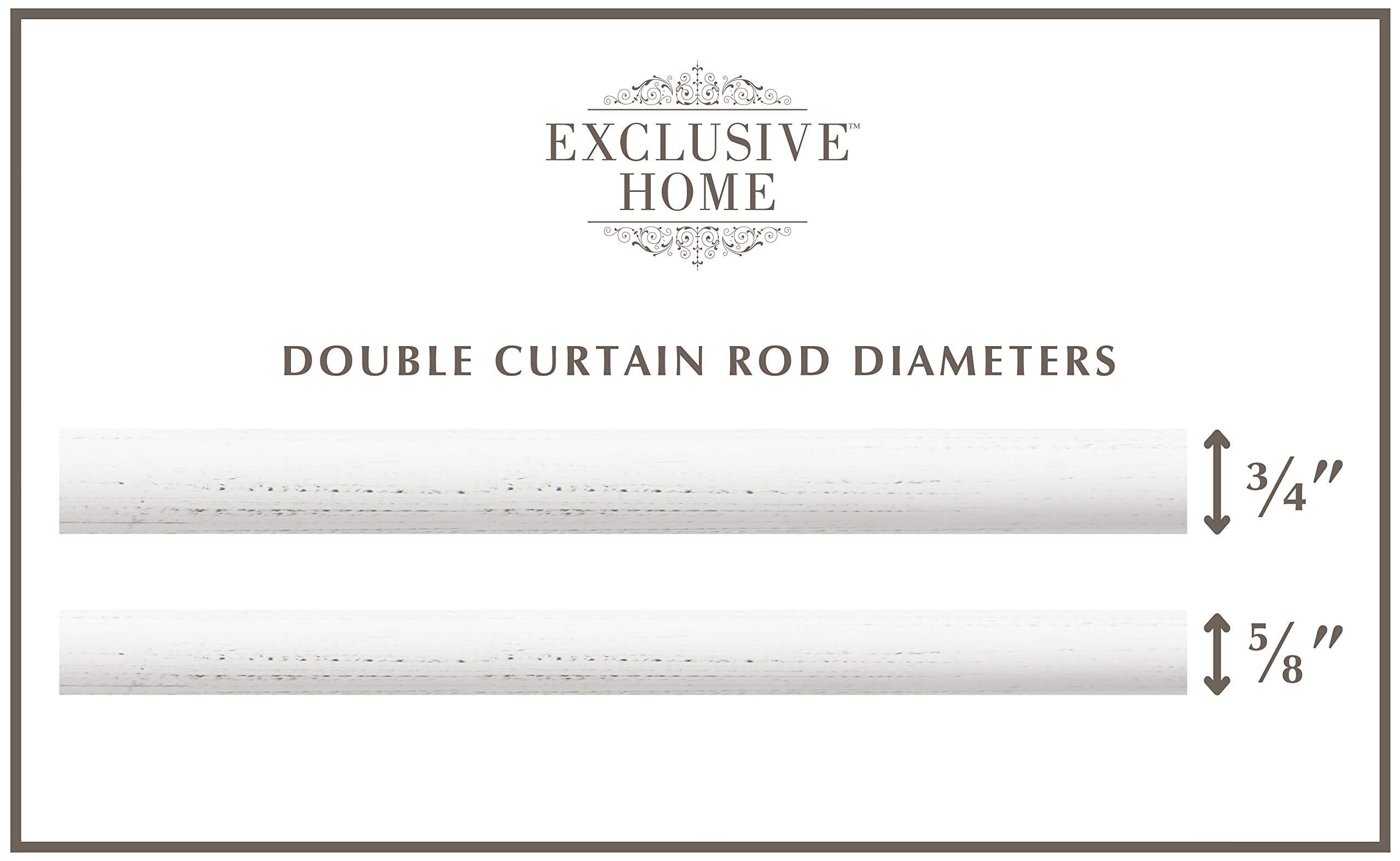 Exclusive Home Curtains ER1025-06 3672 Topper Double Curtain Rod and Finial Set, 36"-72", Distressed White