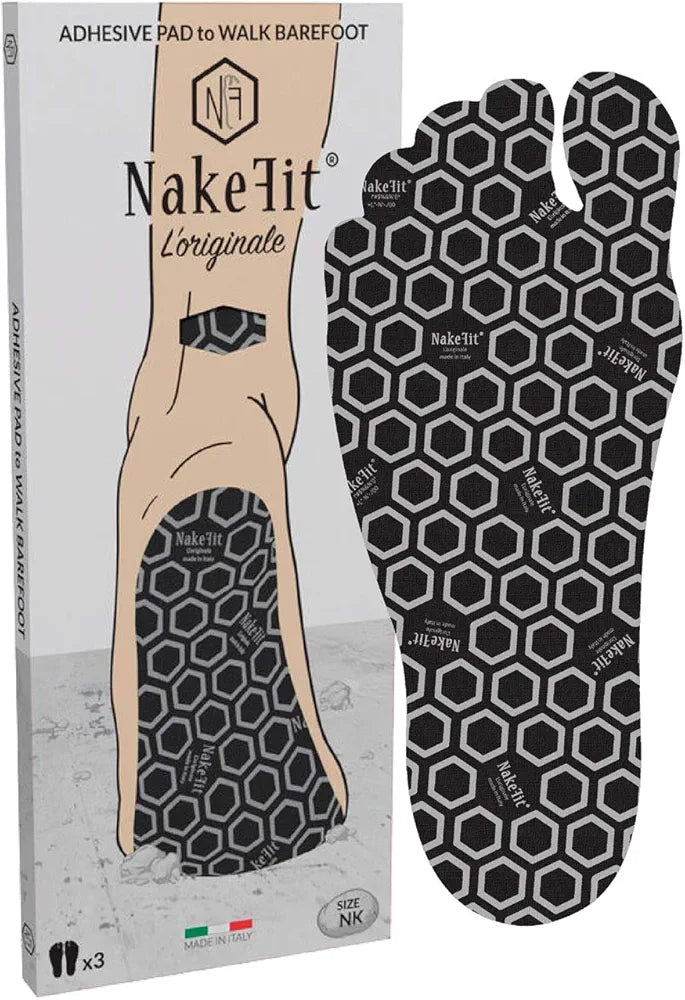 NAKEFIT L'ORIGINALE - Black Hypoallergenic Adhesive Insoles - 3 Pairs in Pack