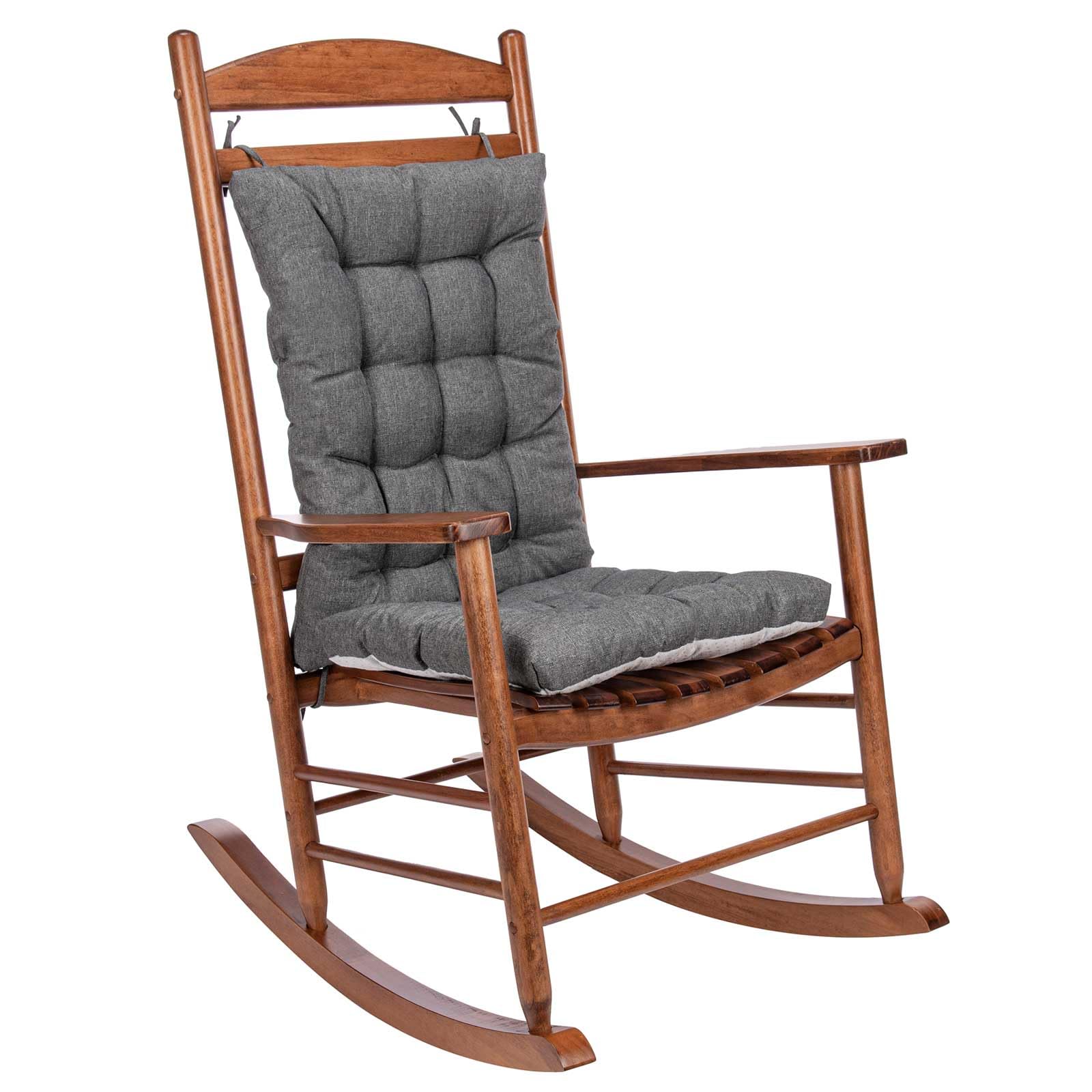 Rocking Chair Cushion Comfortable Tufted Seating Pads Non-Skid Backed Set of Cushion Back and Seat Bottom for Porch Rocker Outdoor Indoor Office Dining Chairs (24"x17" Back, 17"x17" seat, Dark Grey)