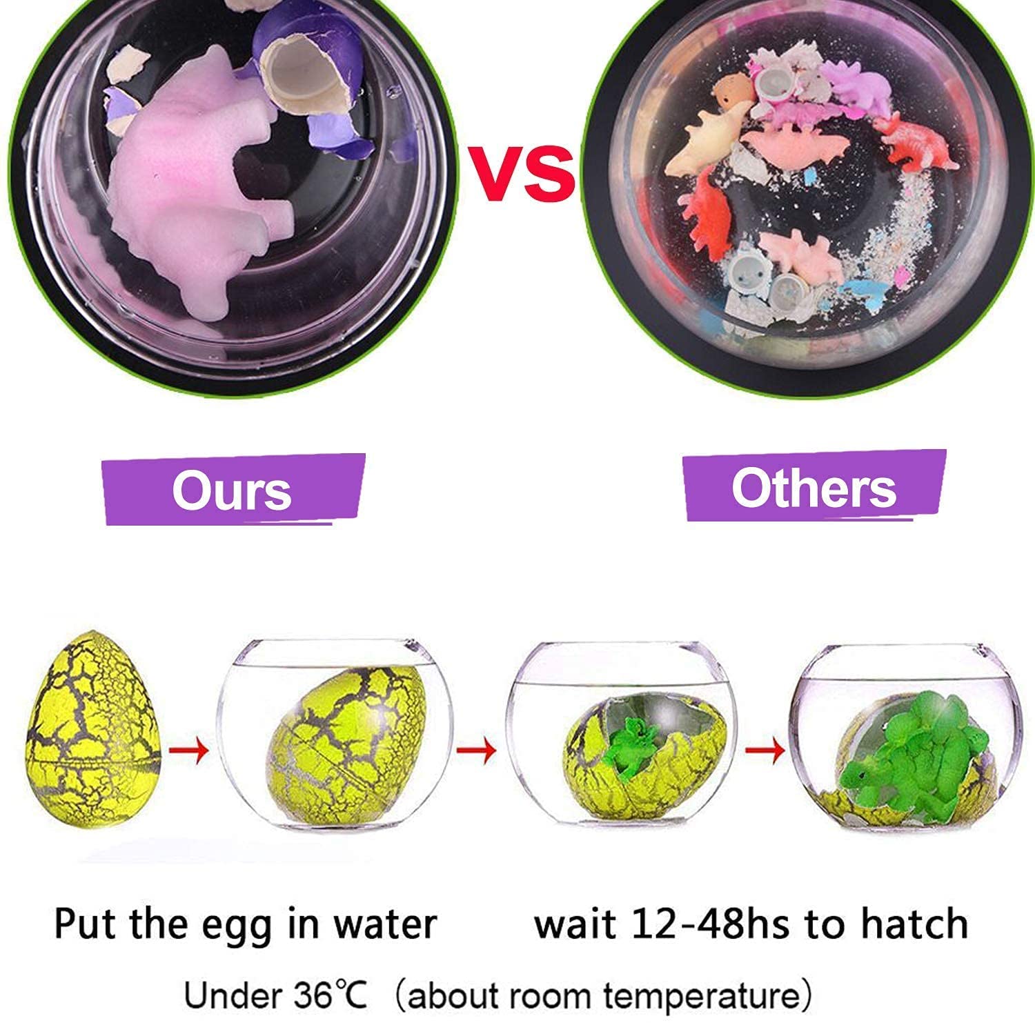AM ANNA Dinosaur Eggs Toys,60 Pack Easter Dinosaur Eggs Hatching Dino Egg Grow in Water Games Science Kits Crack for Boys Girls with Hunting Game Easter Stuffers Birthday Easter Gifts Party Favor