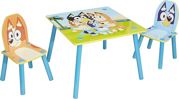 Bluey Furniture - Includes Table and 2 Chairs - Perfect for Arts and Crafts, Multicolor