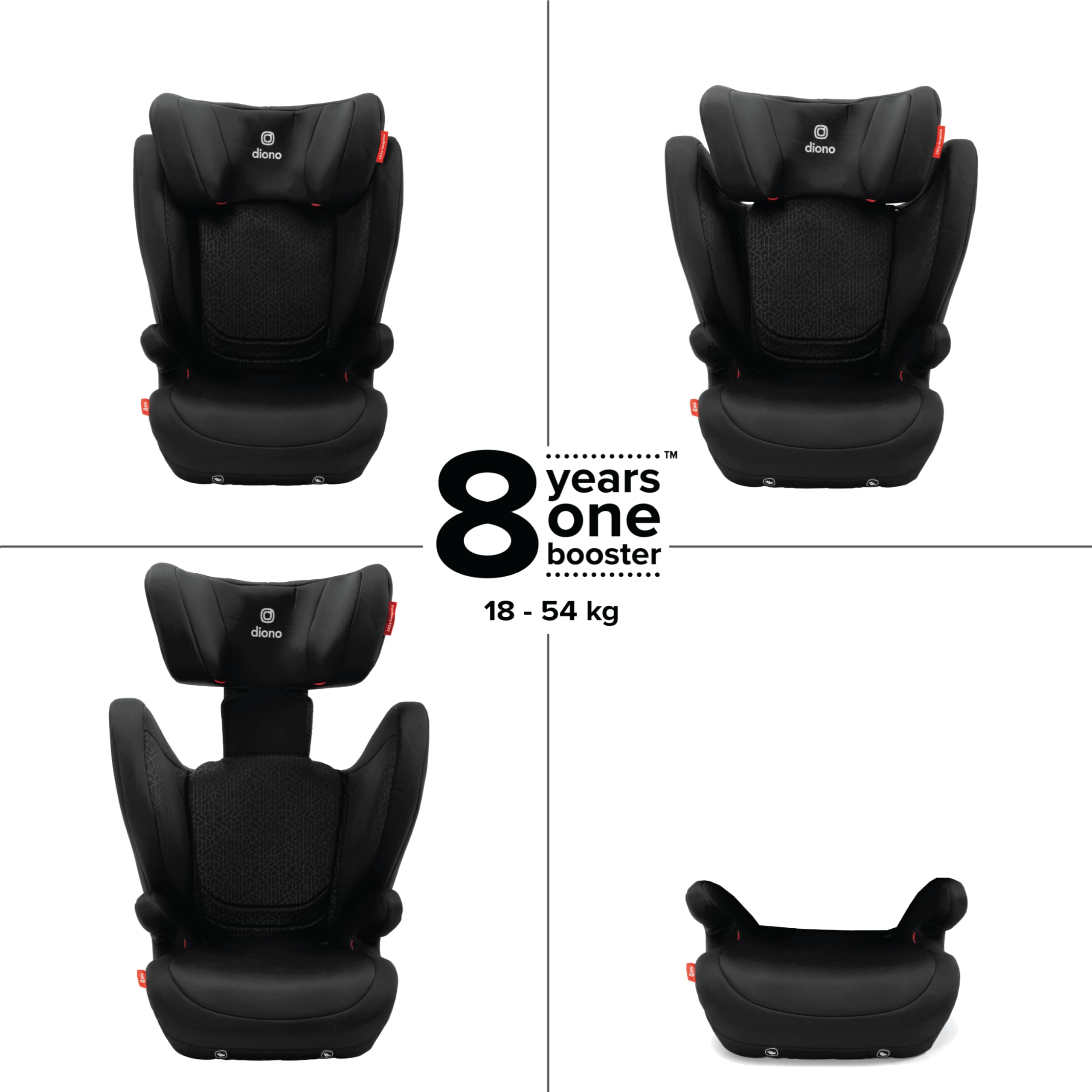 SEALED - Diono Monterey 4DXT Latch, 2-in-1 High Back Booster Car Seat with Expandable Height, Black