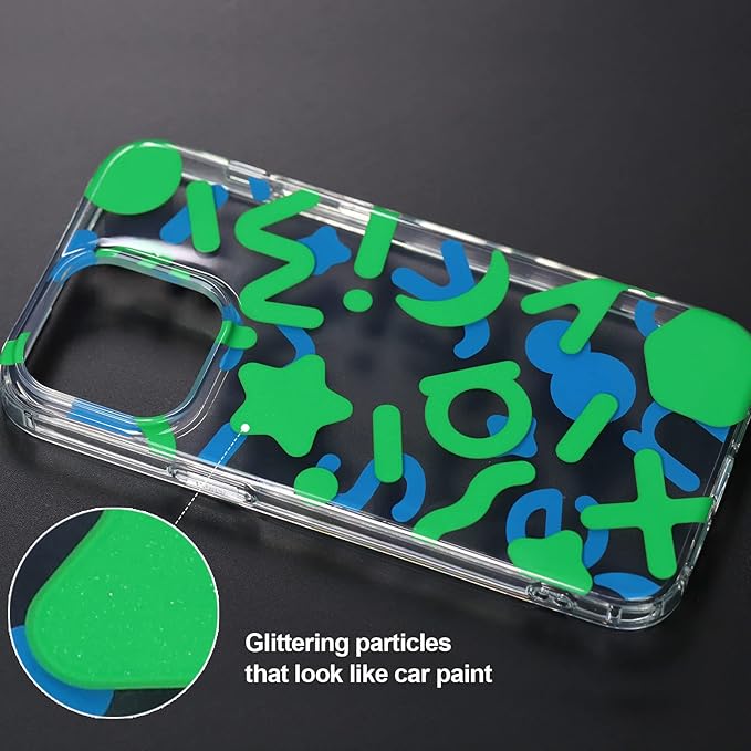 Senyimax for iPhone 14 Pro Max Case Stylish and Cute Double-Layer Letters Pattern Hard TPU Shockproof Protective Case Cover for Men Girls and Women (Multicolor)