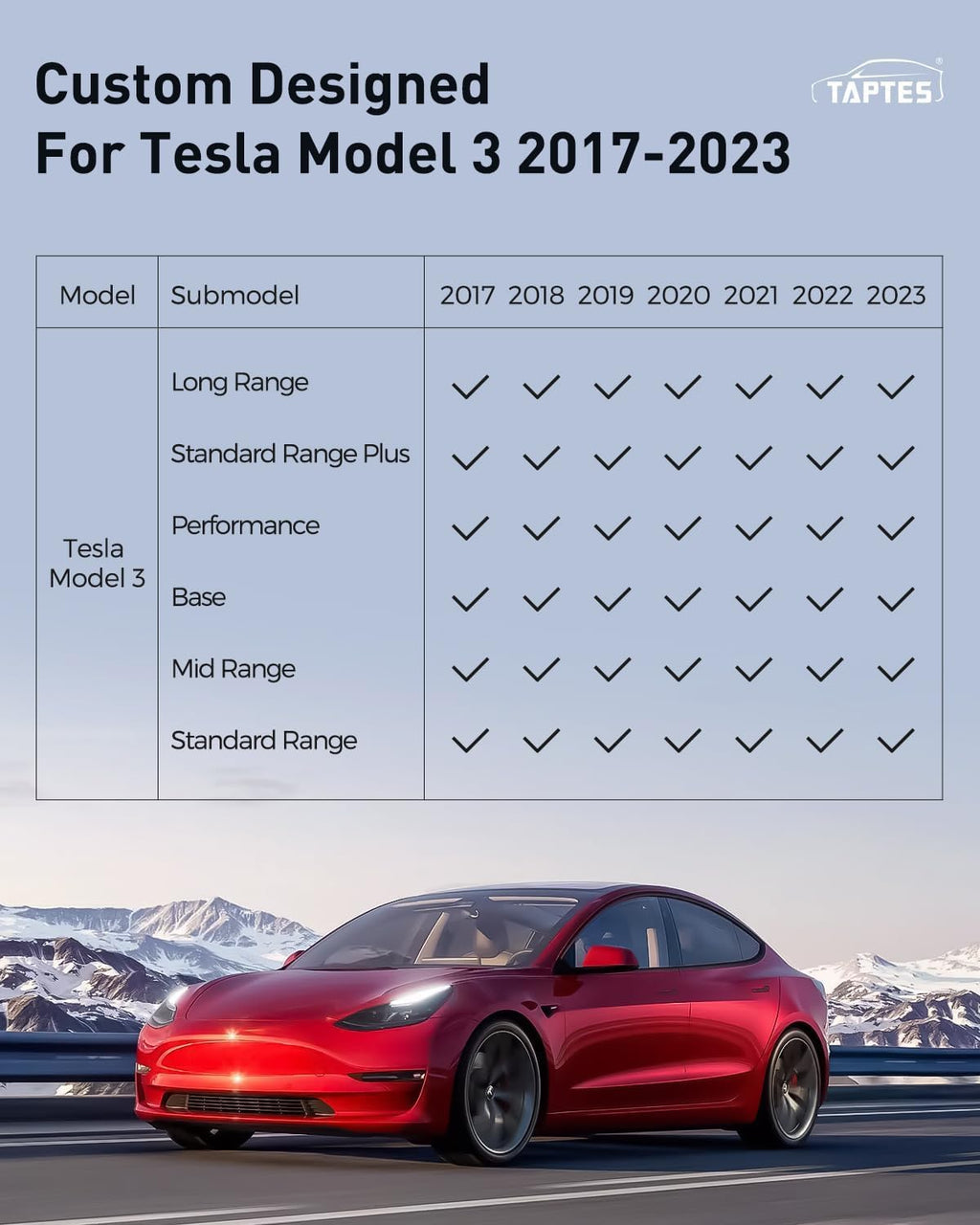 سجادات أرضية TAPTES لسيارة Tesla Model 3 2017-2025، بطانات أرضية فاخرة مضادة للانزلاق ومقاومة للماء لجميع الأحوال الجوية، ملحقات داخلية للسيارة - لسيارة Model 3 Highland 2025 2024 2023 2022 2021 2020 2019 2018 2017