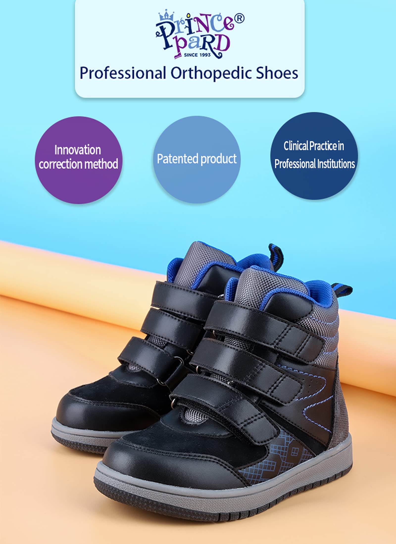 Size: 35 - Princepard Kids Orthopedic Shoes,Toddlers Corrective High Top Boots with Arch and Ankle Support,Improve Children's Flat Feet and Valgus/varus Black
