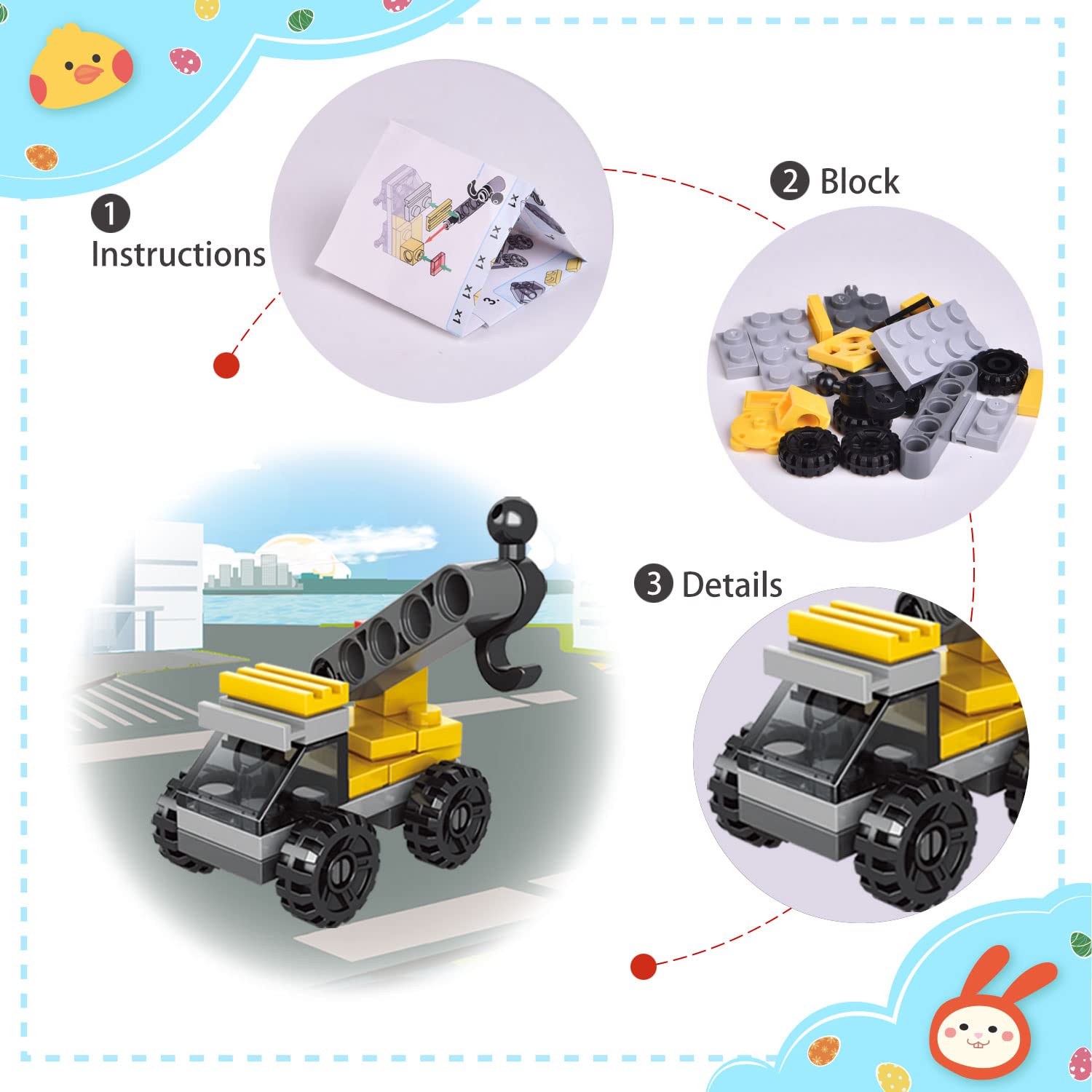 FUN LITTLE TOYS 12PCS Building Blocks Easter Eggs for Easter Egg Hunt Easter Basket Stuffers for Kids