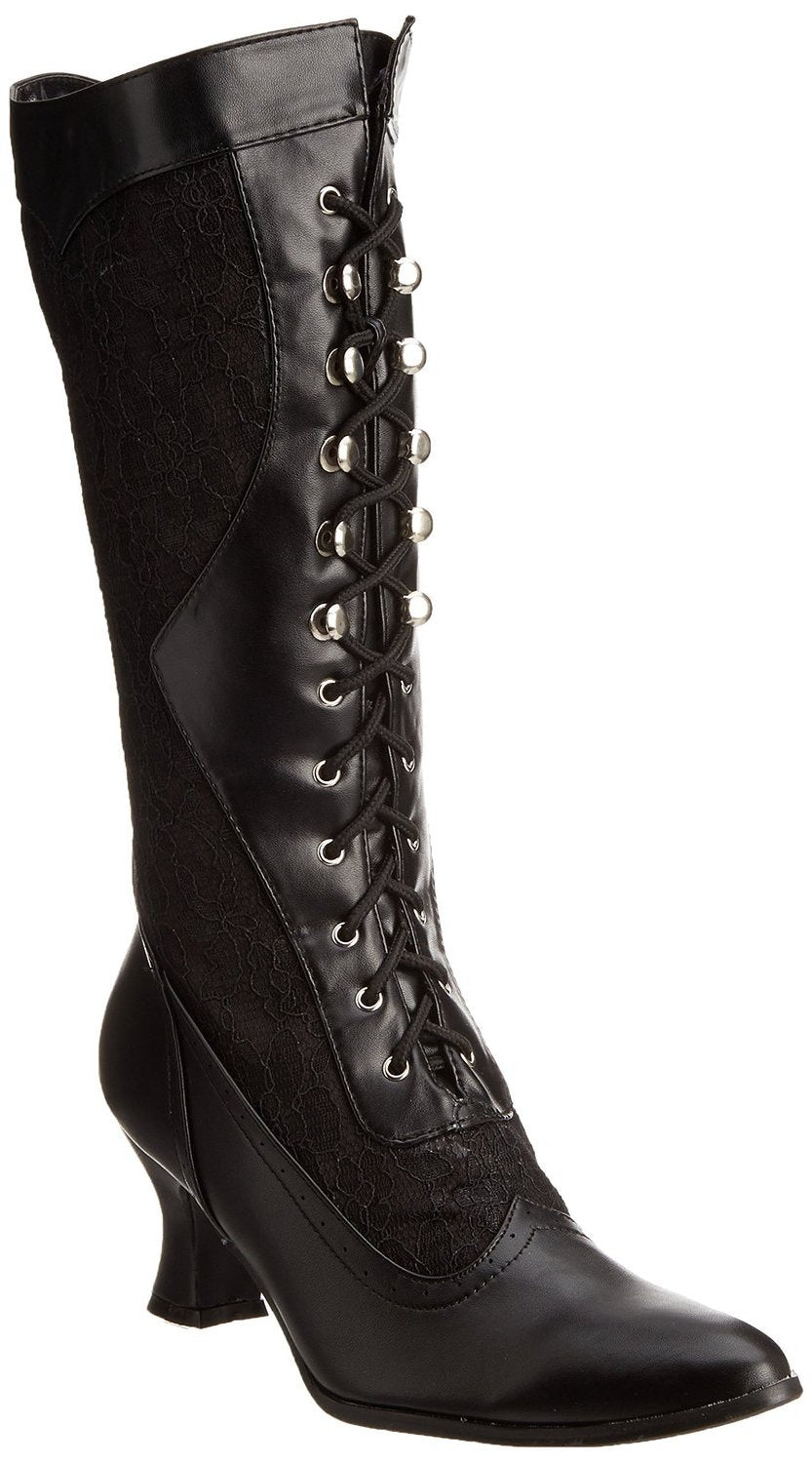 SIZE: 38.5 - Ellie Shoes 253 Rebecca Womens Vintage Victorian Gothic Granny Lace up Boots Black