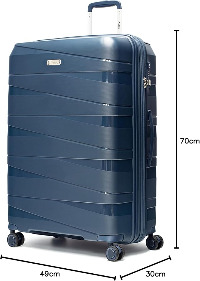 ANTLER Unbreakable Luggage NOVA TSA Approved Suitcase for travel, Expandable Anti Theft Double Zipper, FROM UK (Set of 4, Grey Blue)