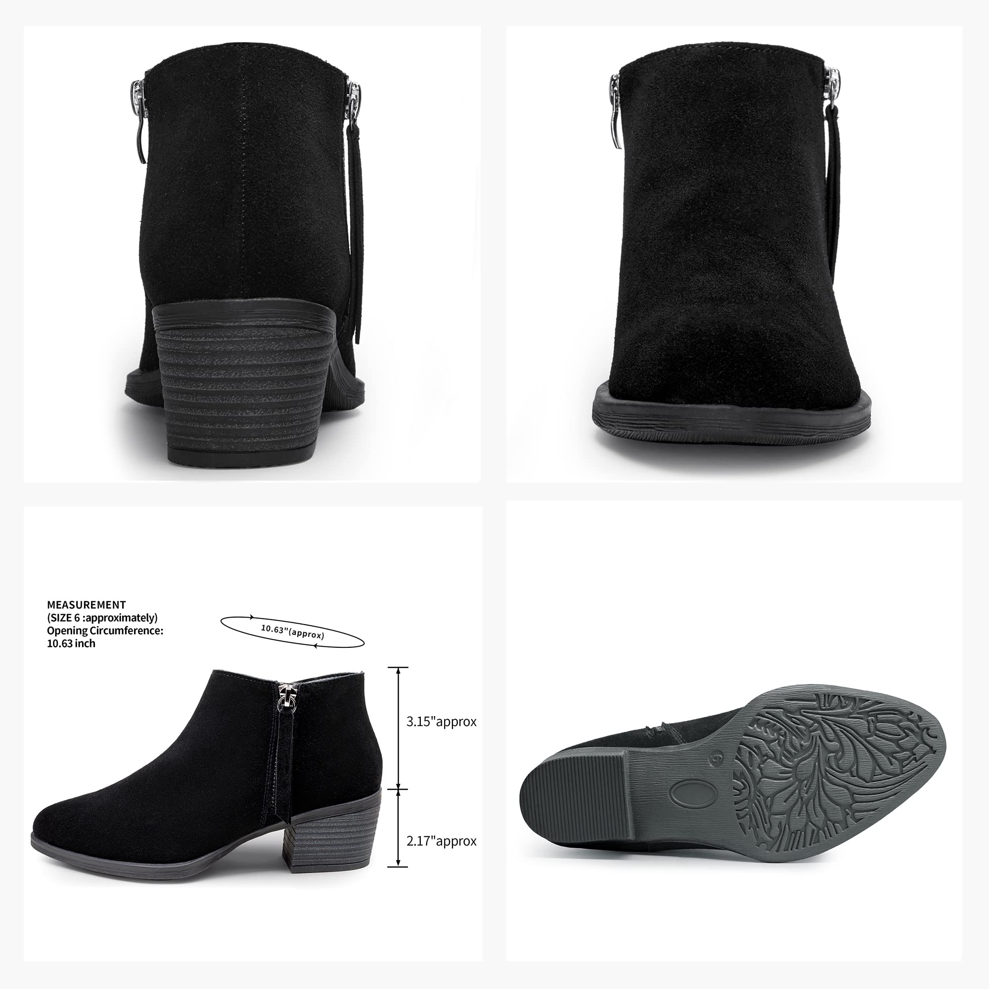 Size: 39 - Vepose Women's 9002 Suede Leather Low Booties, Ankle Boots, Black, Low Heel Elegant Boot(CJY9002 Black)