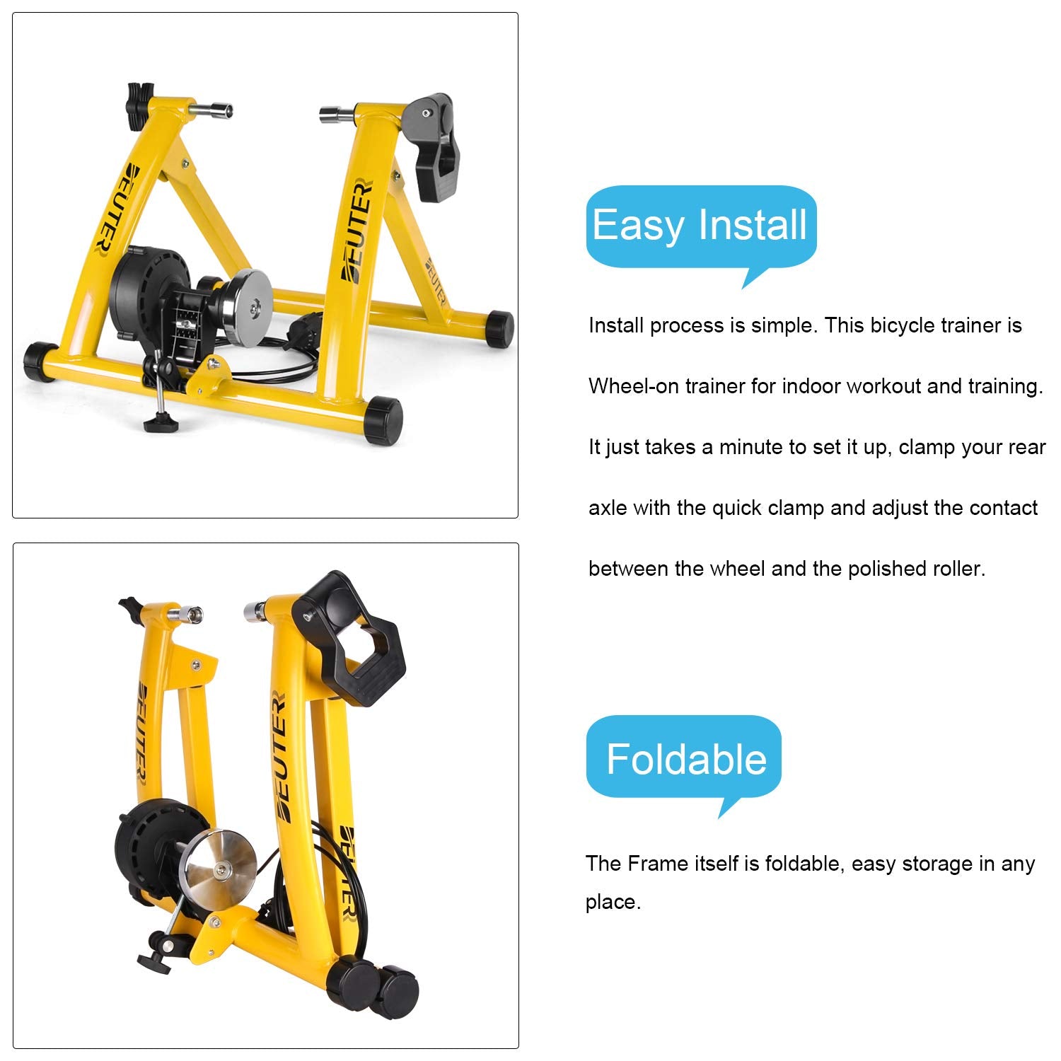 Bike Trainer, Magnetic Bicycle Stationary Stand for Indoor Exercise Riding