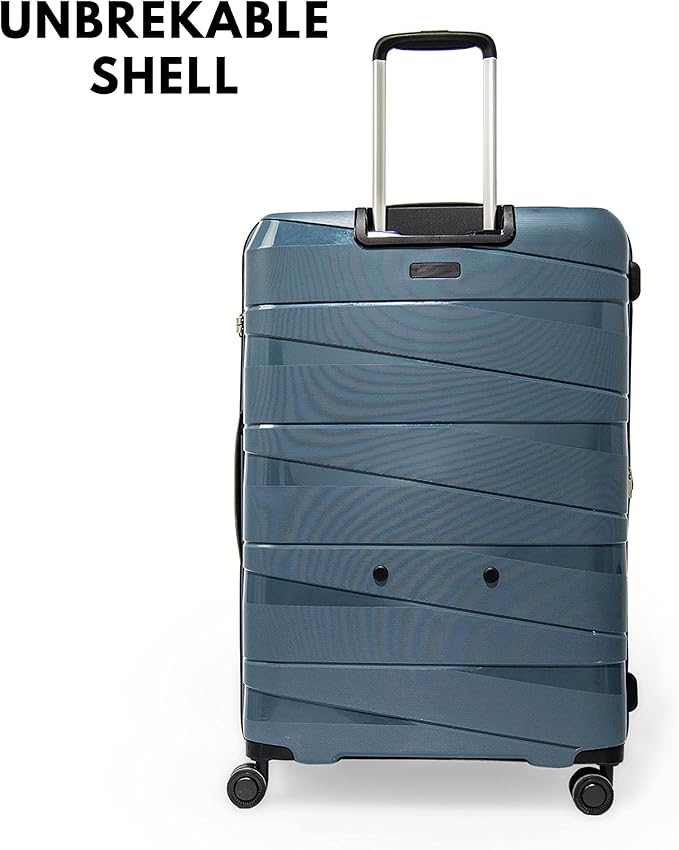 ANTLER Unbreakable Luggage NOVA TSA Approved Suitcase for travel, Expandable Anti Theft Double Zipper, FROM UK (Set of 4, Grey Blue)