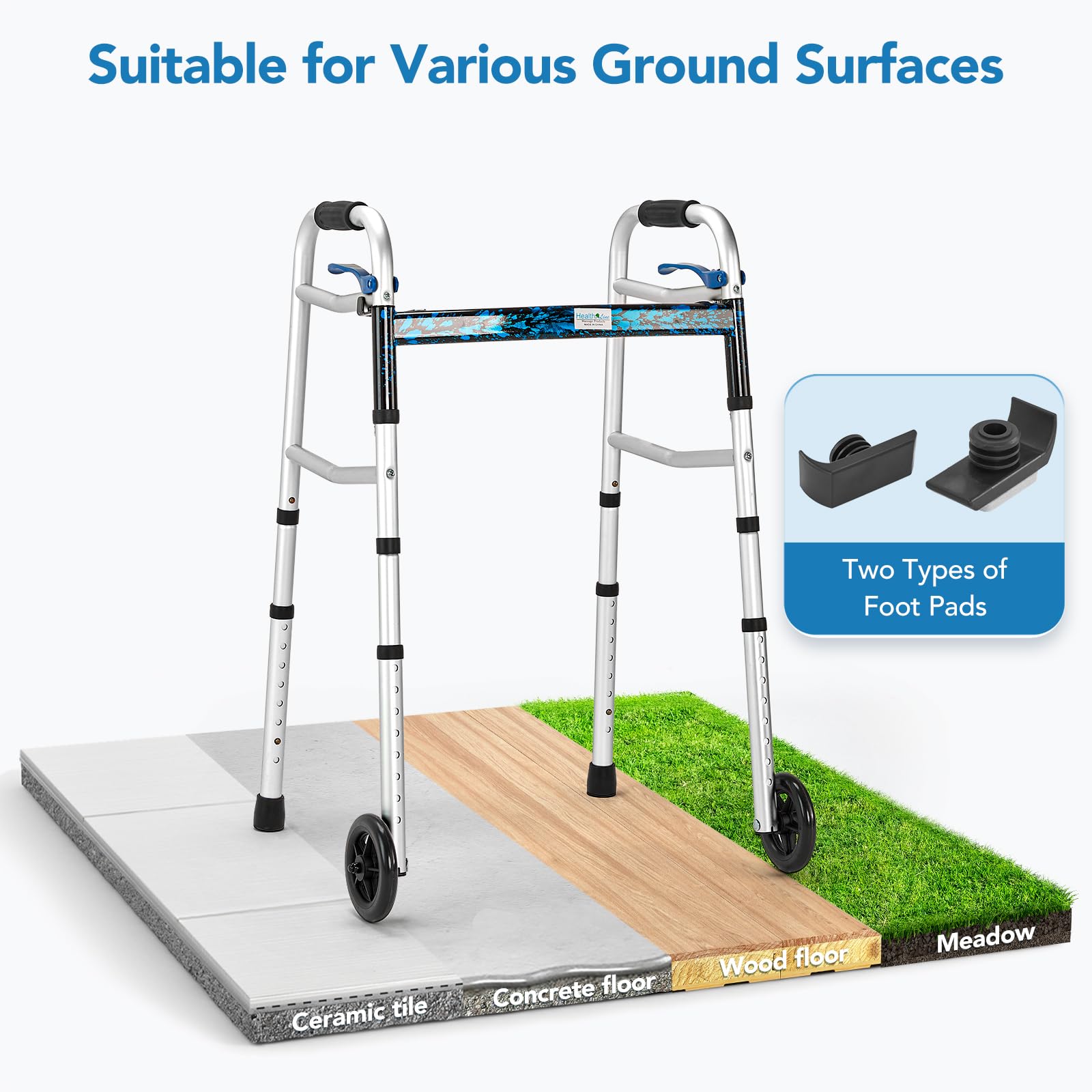 Compact Folding Walker for Seniors by Health Line Massage Products, up to 158.8 kg