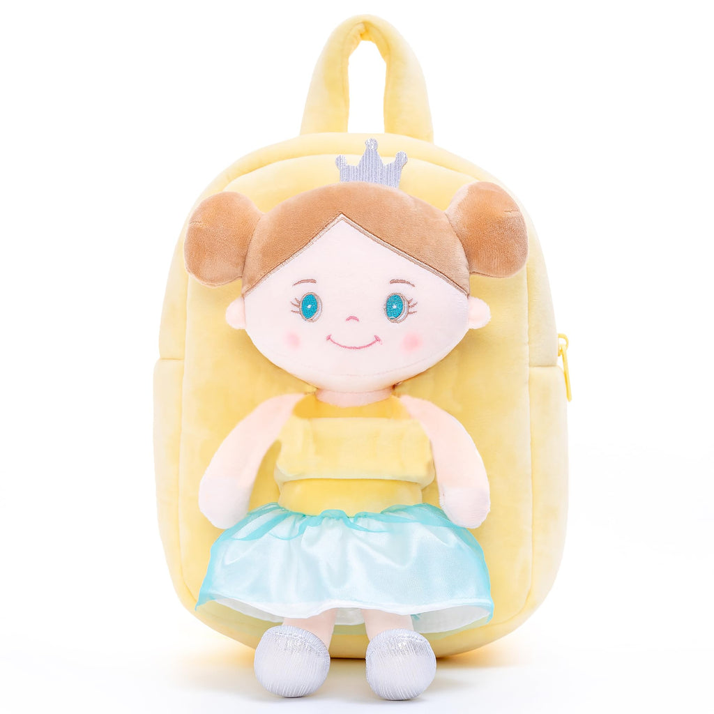 Gloveleya Toddler Backpack with Rag Doll Gifts for Girls Angel Girl Yellow 9 Inches