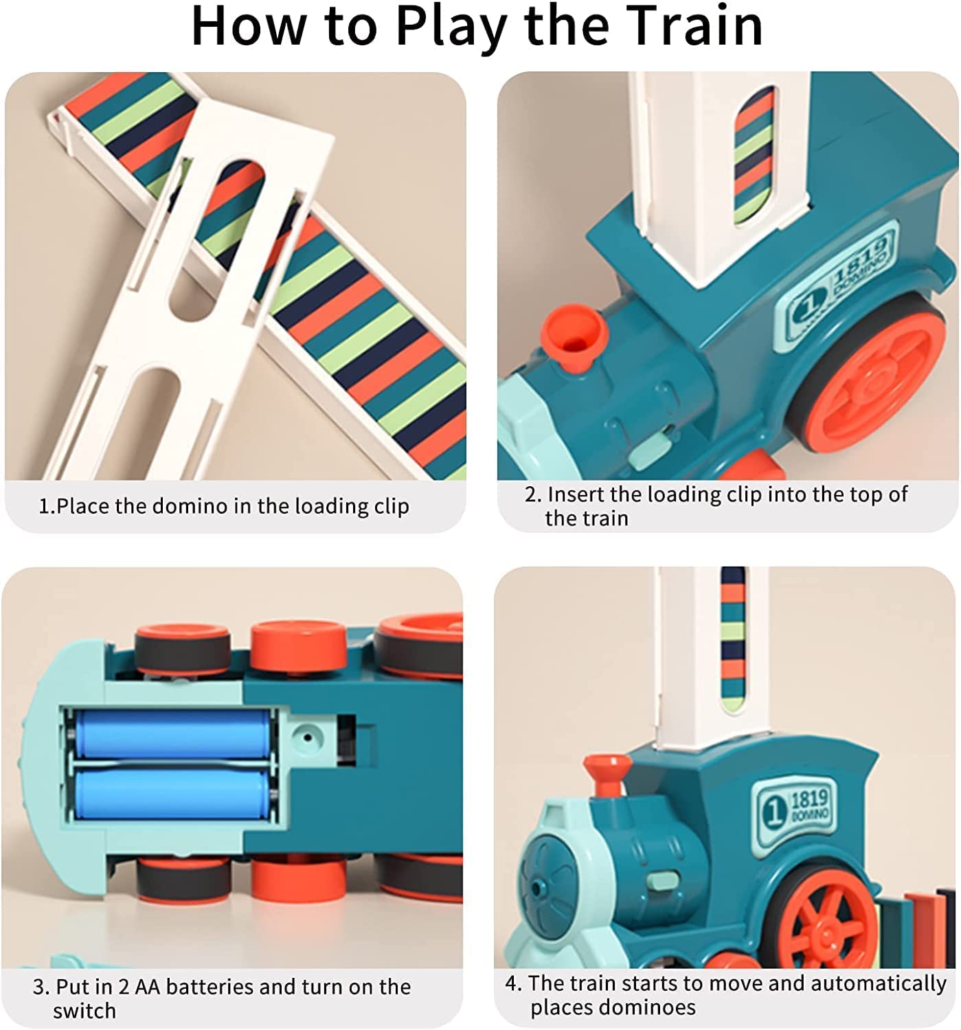 Domino Train Toy Set for Kids - 80pcs, Domino Blocks Set Building and Stacking Toy, Automatic Domino Train Creative Kids Domino Games Gift for Boy Gril Ages 3-12 (Batteries not Included)