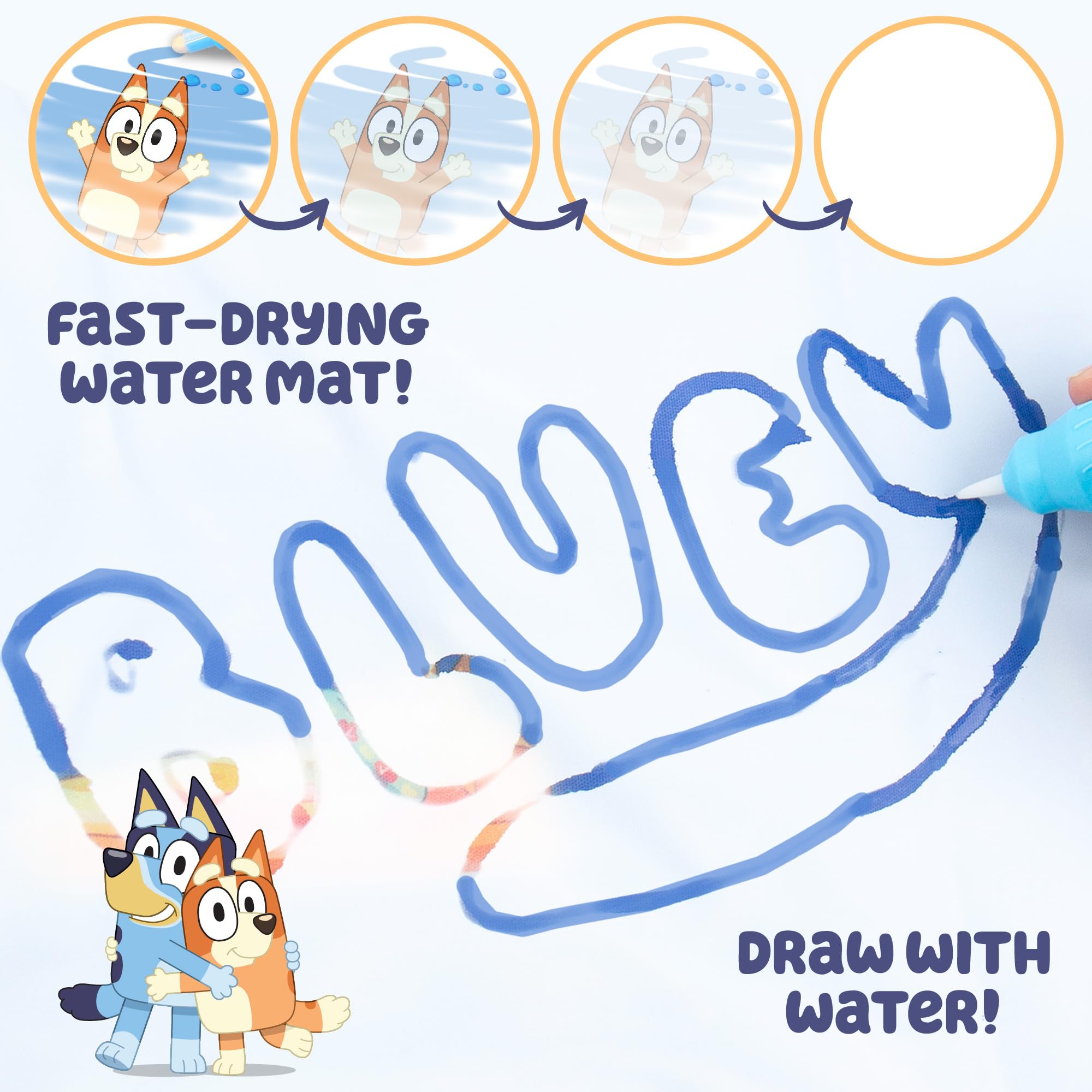 Official Bluey Water Drawing Mat, 39 x 27 Inches Extra Large Water Drawing Mat, Toddler Learning Toys, Fun Bluey Toys, Mess Free Painting Coloring Mat, Kids Toys, Bluey Playset, Toddler Sensory Toy