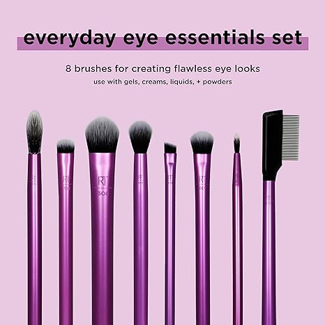 Real Techniques Everyday Eye Essentials Makeup Brush Set 8 Piece Set
