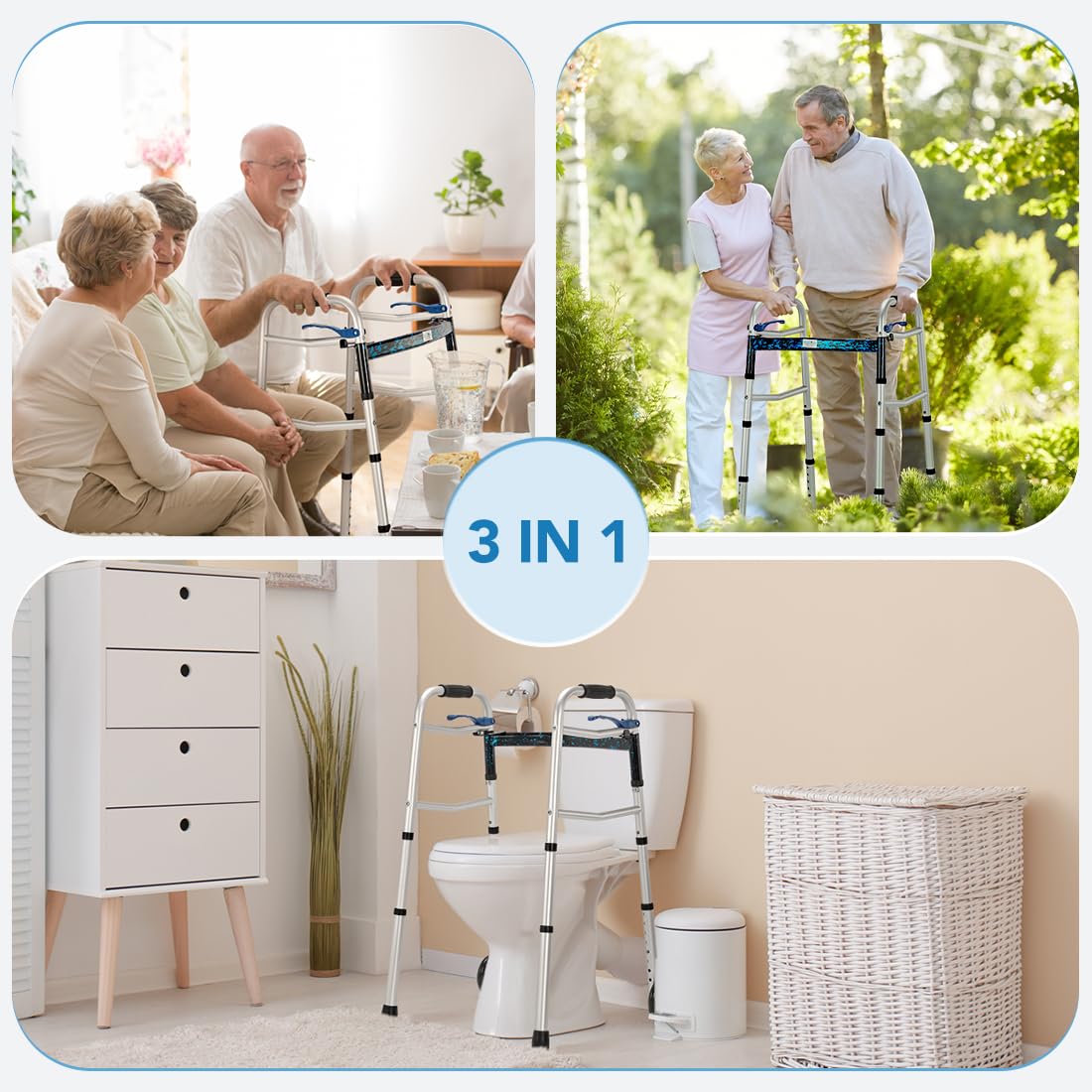 Compact Folding Walker for Seniors by Health Line Massage Products, up to 158.8 kg
