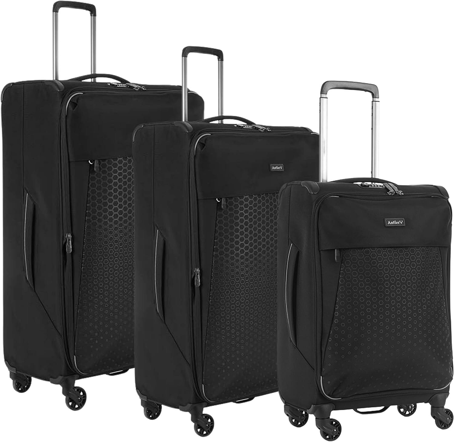 ANTLER Luggage Oxygen softside Expandable TSA Approved suitcase for travel and Business (Set of 3, Black)