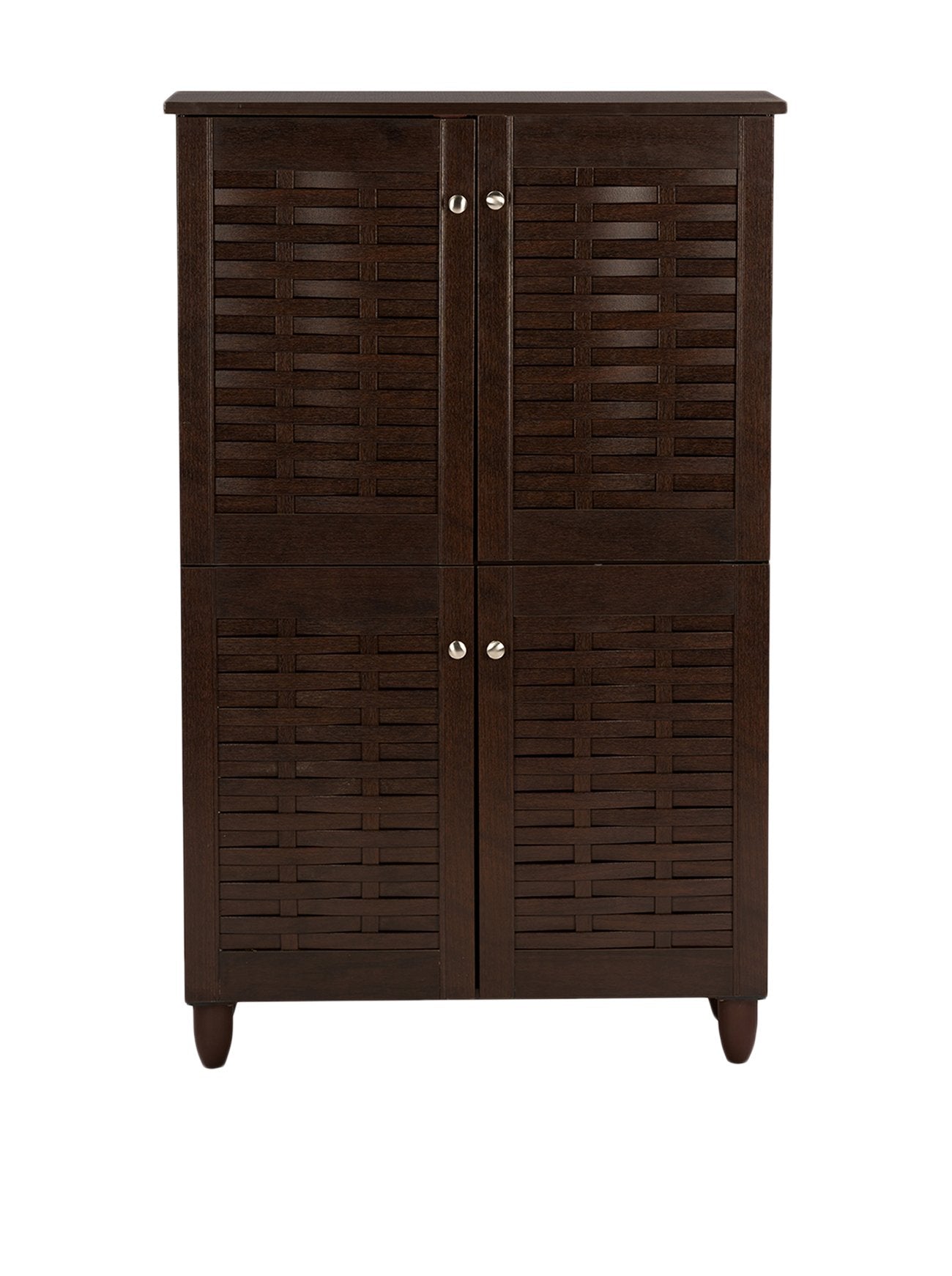 Baxton Studio Wholesale Interiors Winda Modern and Contemporary 4-Door Dark Brown Wooden Entryway Shoes Storage Cabinet