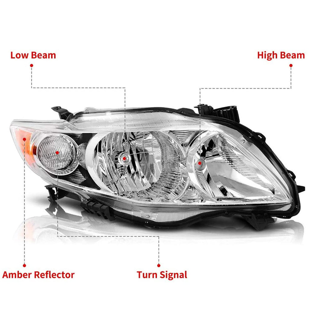 Headlights Assembly Replacement for Toyota Corolla 2009 2010 Projector Headlamps