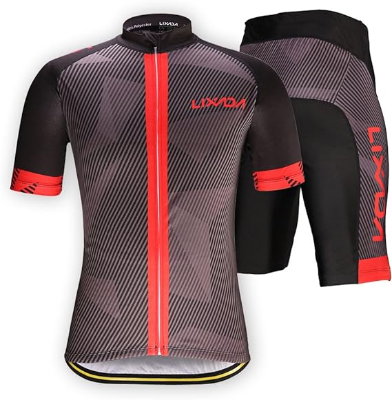 Lixada Men's Cycling Clothes Set Quick Dry Short Sleeve Bicycle Jersey Shirt Tops 3D Cushion Padded Riding Shorts Tights Pants