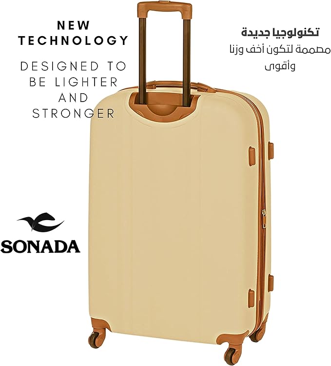 Sonada Hardside Luggage Set of 3 Expandable ABS-PC Material With Double Zipper, ANTI Theft Lock (Set of 3, Champagne)