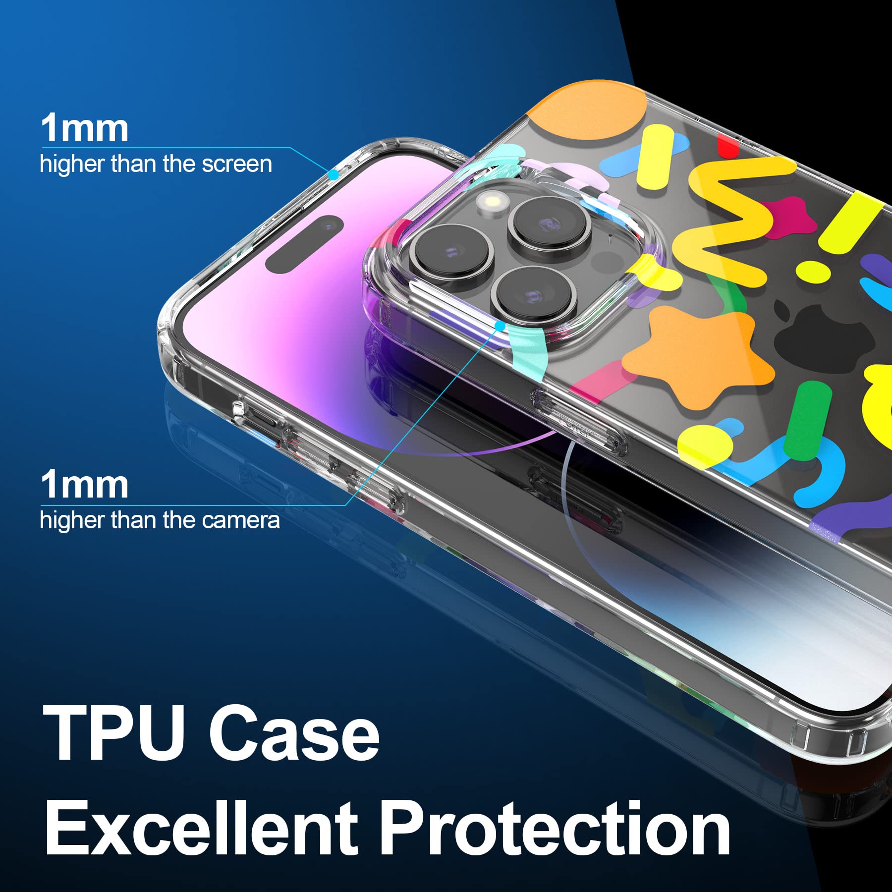 Senyimax for iPhone 14 Pro Max Case Stylish and Cute Double-Layer Letters Pattern Hard TPU Shockproof Protective Case Cover for Men Girls and Women (Multicolor)