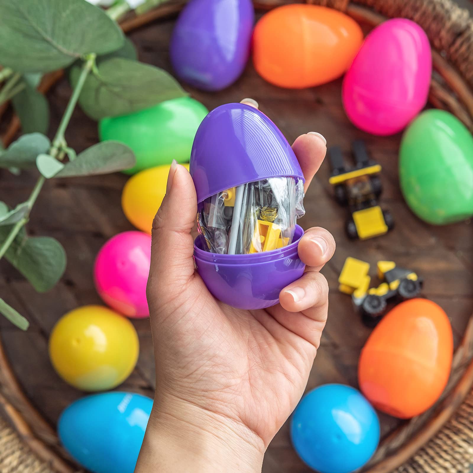 FUN LITTLE TOYS 12PCS Building Blocks Easter Eggs for Easter Egg Hunt Easter Basket Stuffers for Kids
