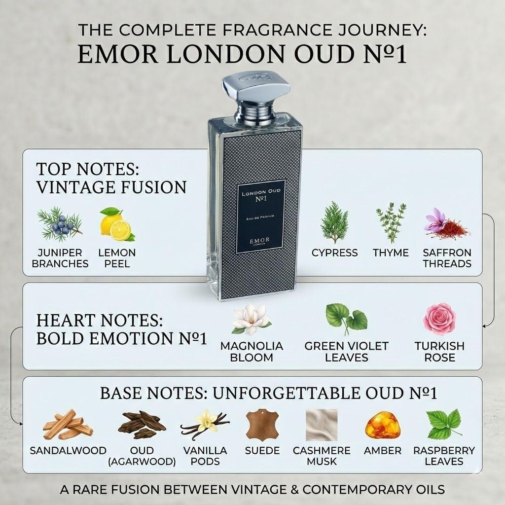 عطر عود لندن رقم 1 من EMOR بحجم 125 مل - عطر شرقي يدوم طويلاً للجنسين