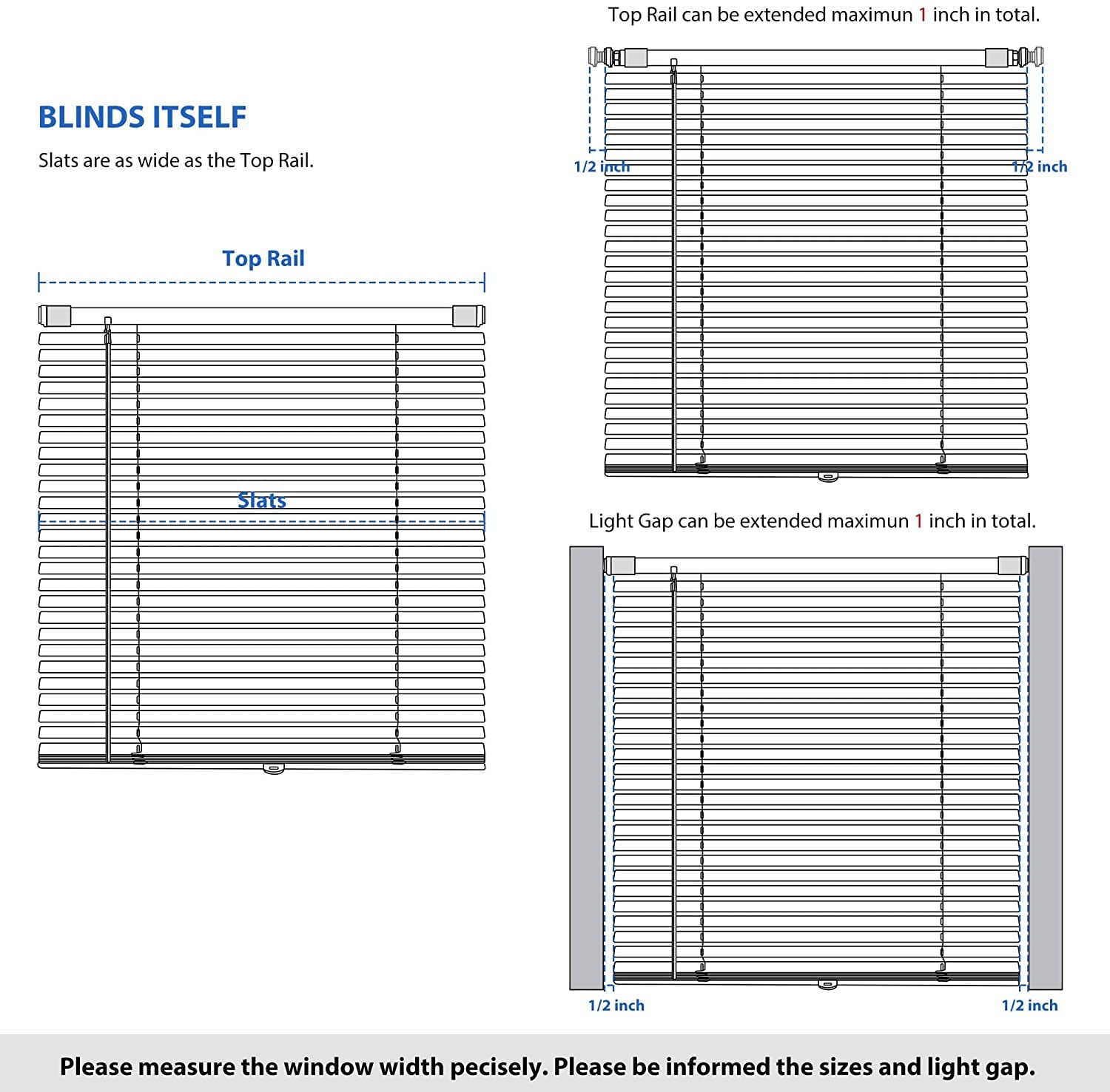 LazBlinds No Tools-No Drill 1" Aluminum Mini Blinds, Cordless Blinds for Windows, Light Filtering Horizontal Blinds and Shades for Window Size 26'' W x 64'' H, Silver Grey