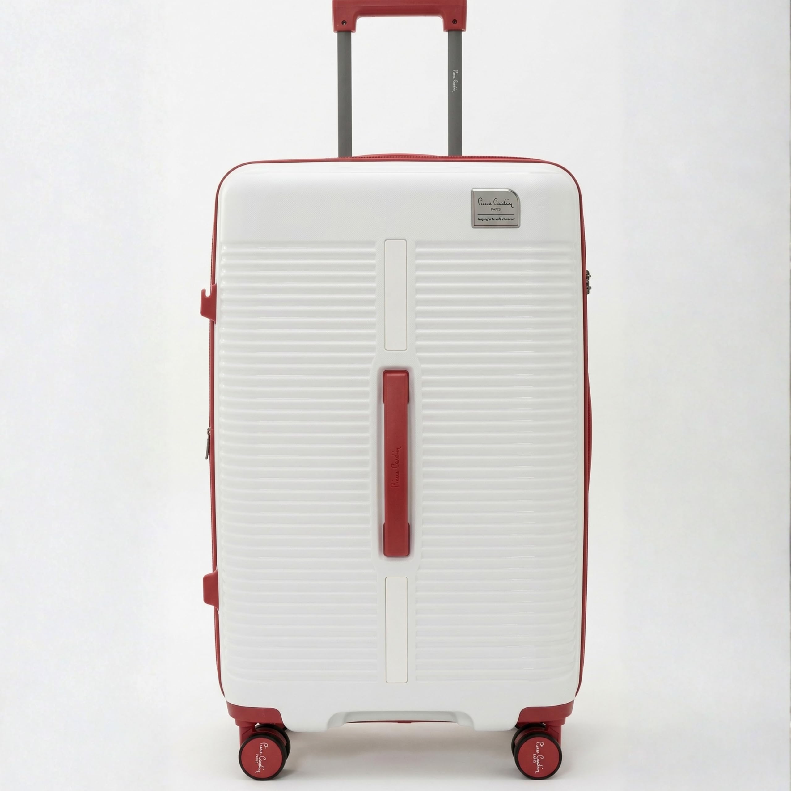 Pierre Cardin 3-Piece Hardshell Luggage Set – Lightweight, Expandable with 4 Silent Spinner Wheels & TSA Lock (White)