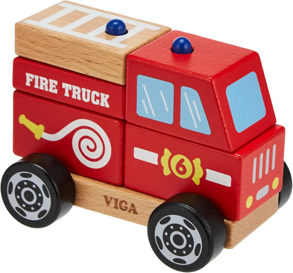 Toys Viga Stacking Fire Truck