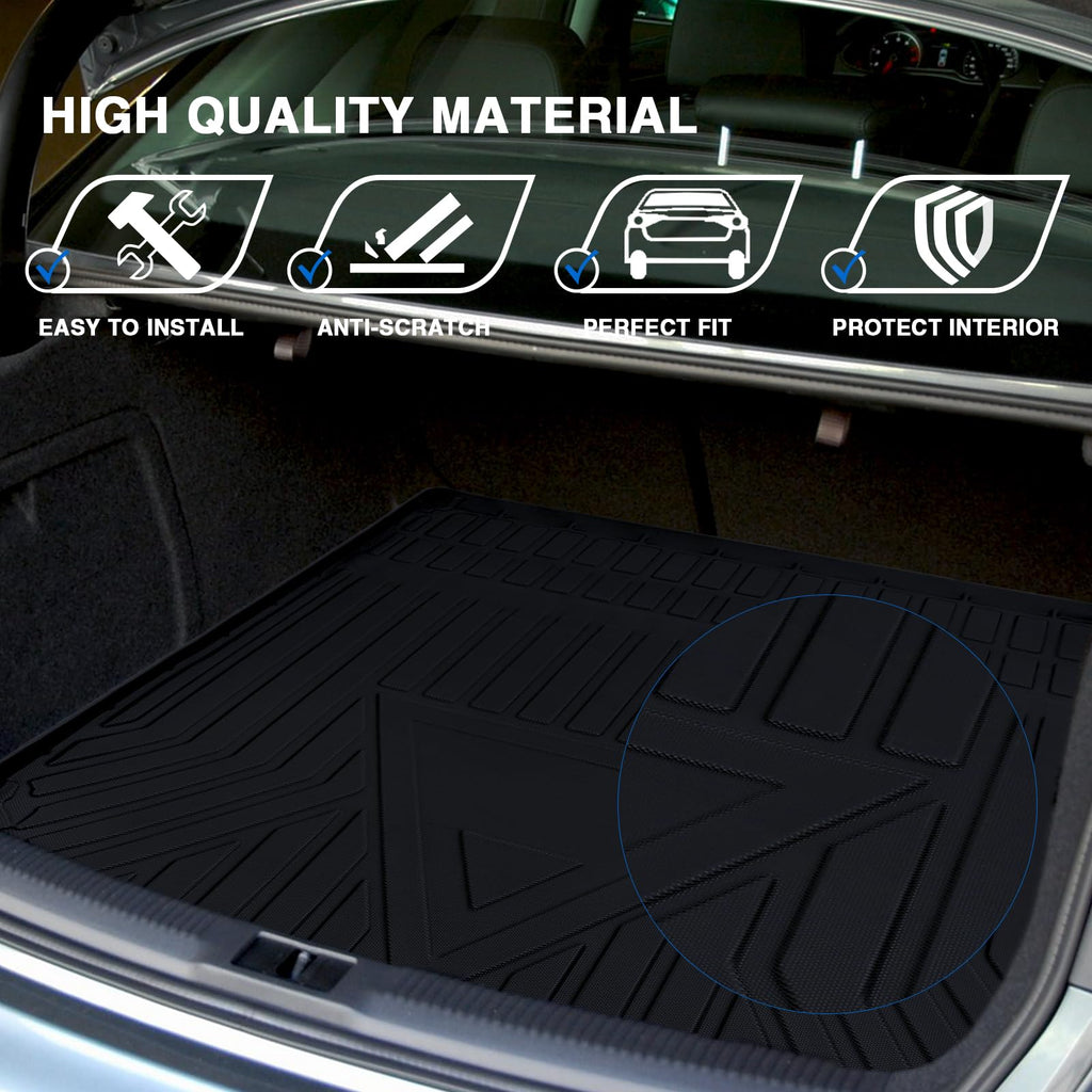 MotorFansClub Cargo Liner Fit for Audi A4 S4 2017 2018 2019 2020 2021 2022 2023 Trunk Liner Tray Heavy Duty Rubber Rear Trunk Waterproof Protector Floor Mat Black