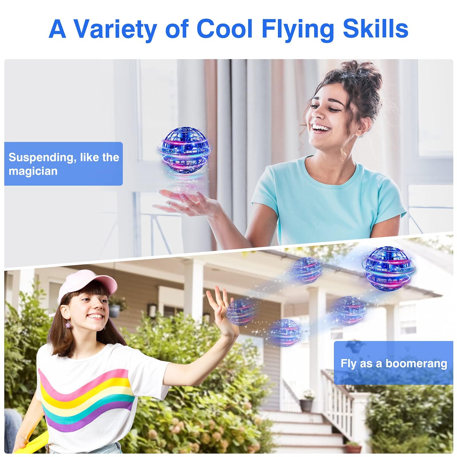 Flying Orb Ball, 2022 Upgraded Flying Ball Toy, Hand Controlled Boomerang Hover Ball, Flying Spinner with Endless Tricks, Cool Toys Gifts for 6 7 8 9 10+ Year Old Boys Girls Teens Indoor Outdoor Toys