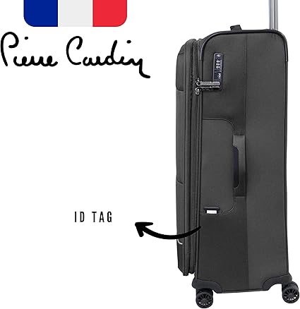 Pierre Cardin Airlite Luggage Ultra Lightweight suitcase for travel,TSA Approved, Anti Theft Double Zipper, Black, Set of 3