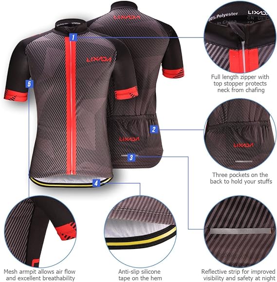 Lixada Men's Cycling Clothes Set Quick Dry Short Sleeve Bicycle Jersey Shirt Tops 3D Cushion Padded Riding Shorts Tights Pants