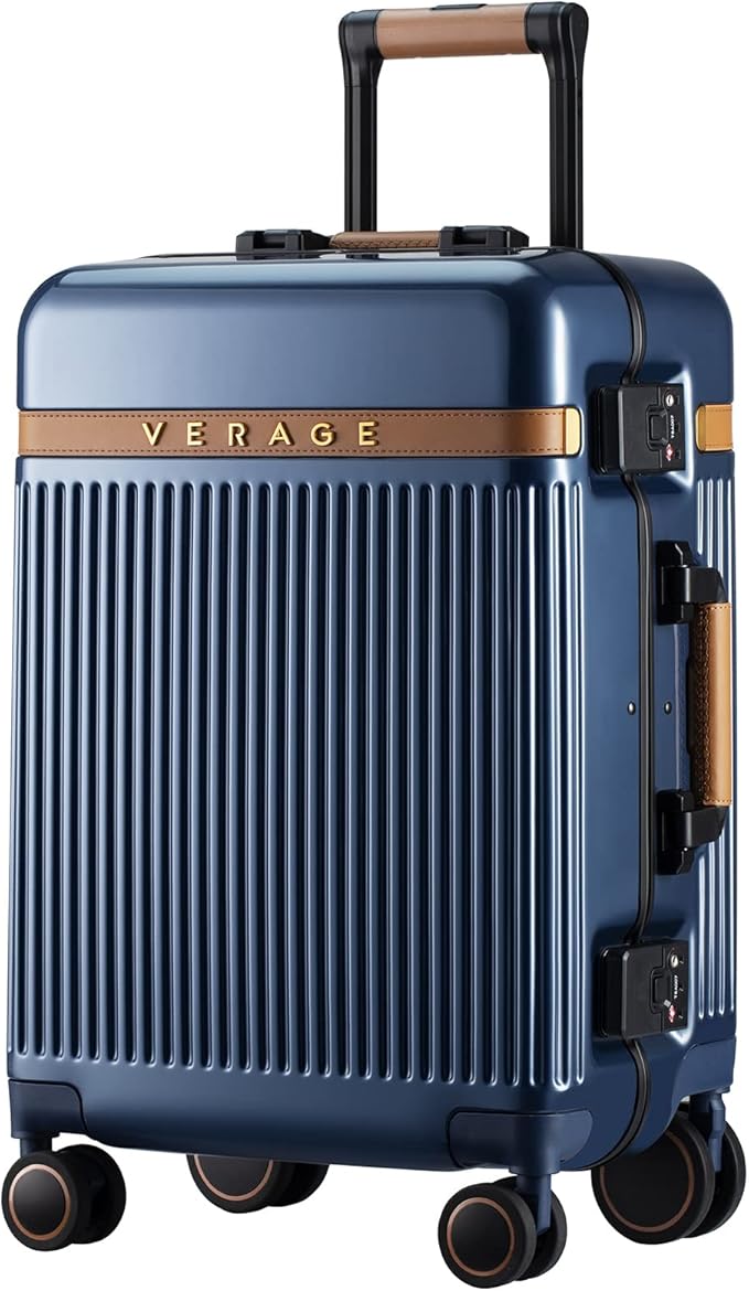 Verage Windsor PC Luggage with Aluminum Frame, Hardside Suitcase with spinner wheels, Blue, Carry-On 20-Inch