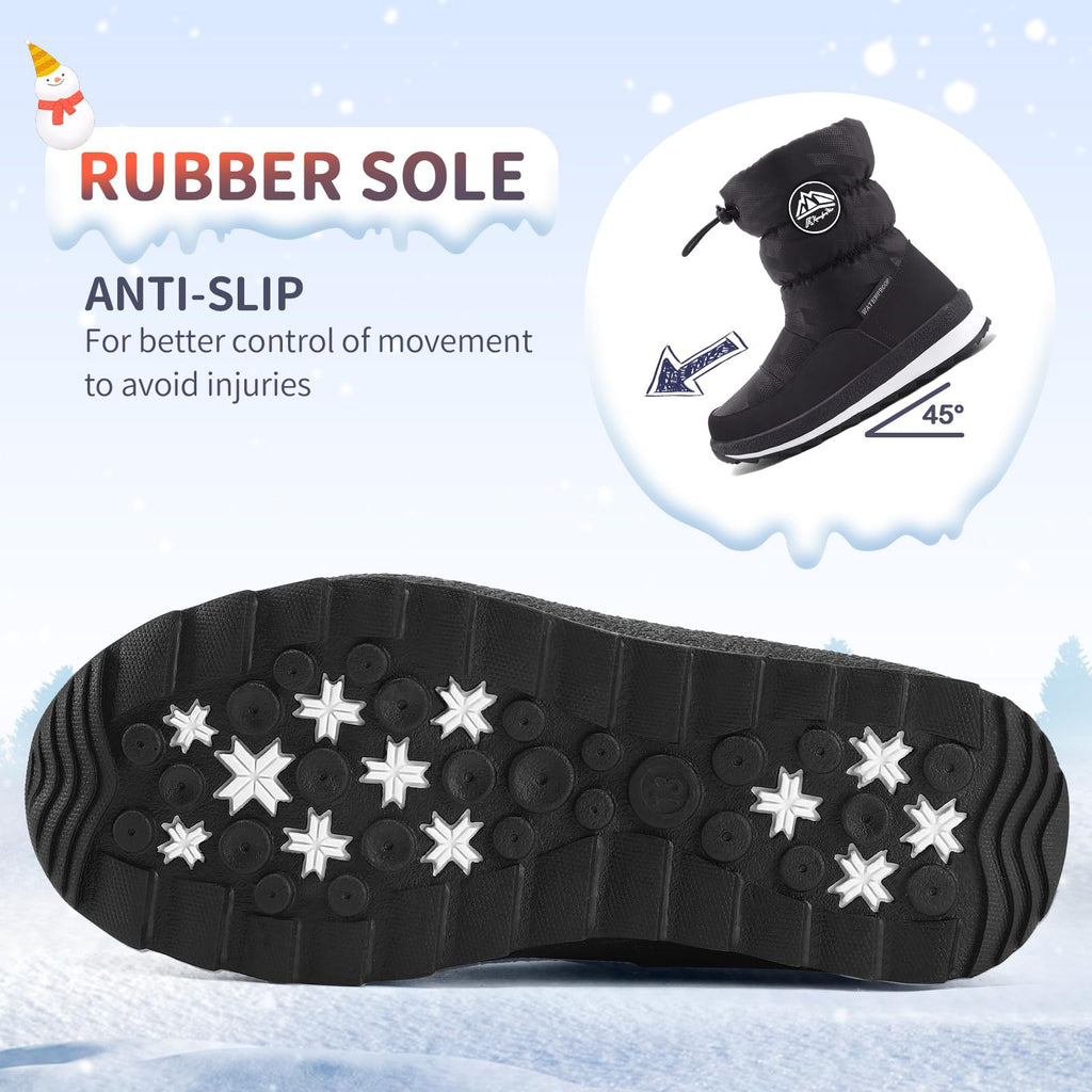 K KomForme Kids Snow Boots for Boys Girls Toddler Winter Outdoor Boots Waterproof with Fur Lined (Toddler/Little Kid/Big Kid)