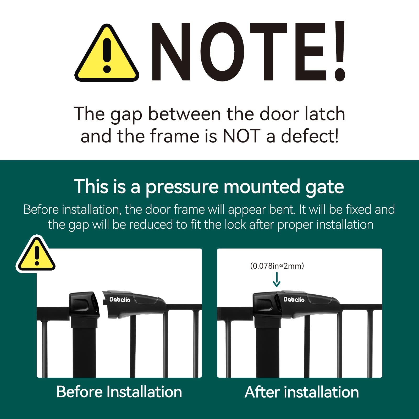 BABELIO Mom's Choice Award Winner- Metal Baby Gate, 29-48'' Wide Pet Gate, Walk Thru Child Safety Gate with Door, Pressure Mounted Dog Gate for Doorways & Stairs, with Y Spindle Rods
